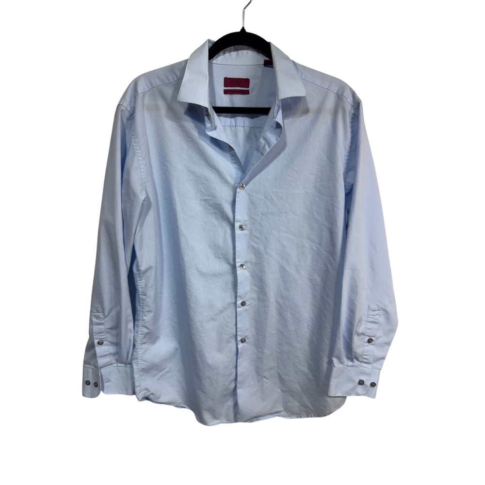Alfani‎ Fitted Performance Light Blue Button-Down Dress Casual Shirt Med 32-33